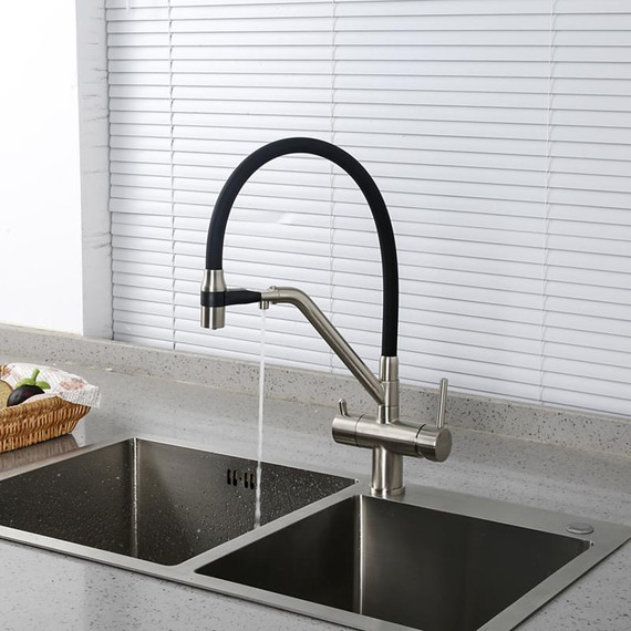 Смеситель для кухни Gappo G4398-85, сатин/черный - фото 17