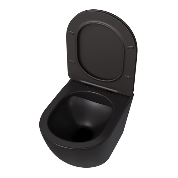 Унитаз подвесной безободковый Taliente Amato AM25010 Nero с крышкой микролифт, чёрный матовый - фото 3