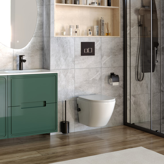 Унитаз-биде подвесной Taliente Amato AM25010 SMnero с крышкой микролифт - фото 4