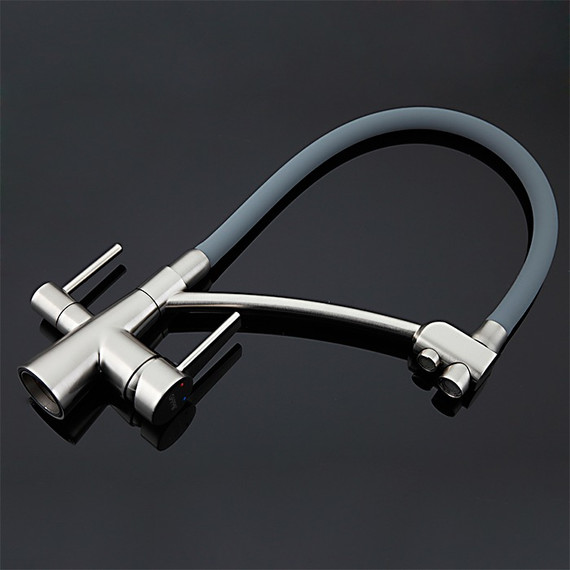 Смеситель для кухни Gappo G4398, серый/сатин - фото 4