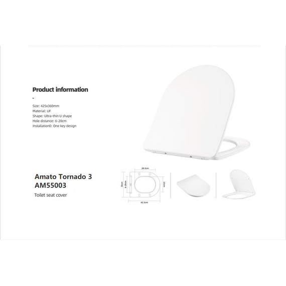 Унитаз подвесной безободковый Taliente Amato Tornado 3 AM55003 с крышкой микролифт (система смыва Торнадо) - фото 9