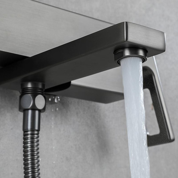 Смеситель для ванны с гарнитуром Gappo G3217-9, оружейная сталь - фото 6