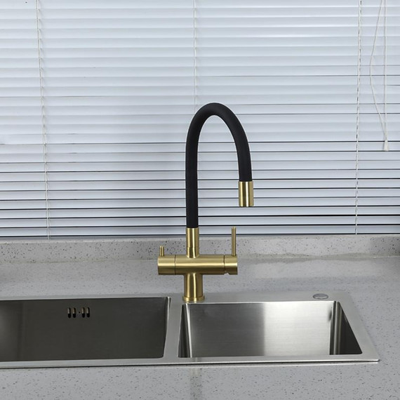 Смеситель для кухни Gappo G4398-33, золото/черный - фото 6