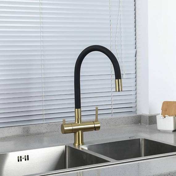 Смеситель для кухни Gappo G4398-33, золото/черный - фото 7