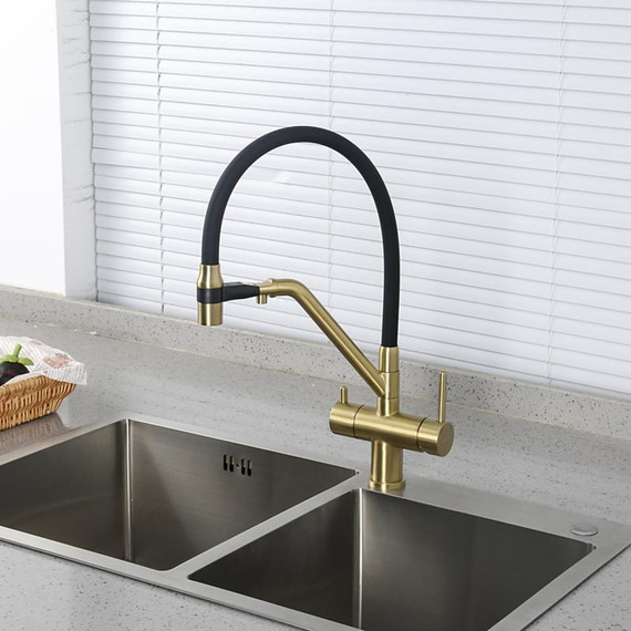 Смеситель для кухни Gappo G4398-83, золото/черный - фото 4