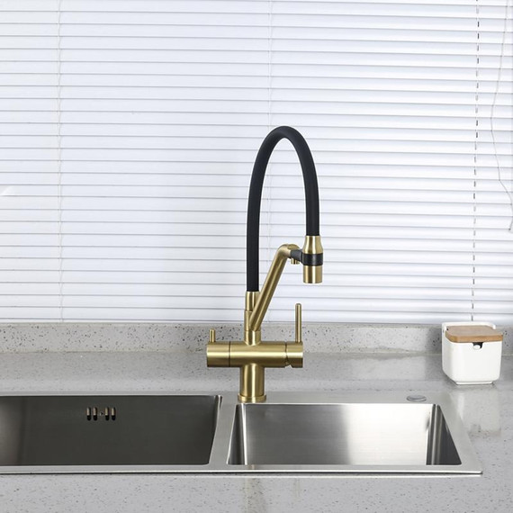 Смеситель для кухни Gappo G4398-83, золото/черный - фото 5