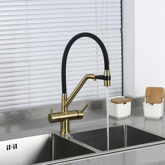 Смеситель для кухни Gappo G4398-83, золото/черный - фото 8