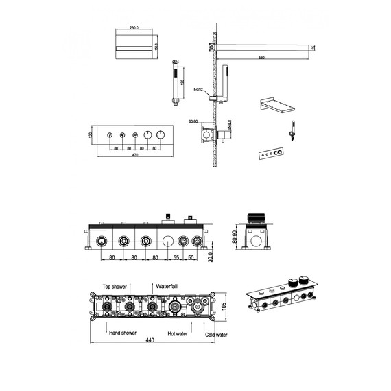 Душевая система для душа с термостатом Boheme Fusion 131-CB (со скрытой частью) брашированная медь - фото 2
