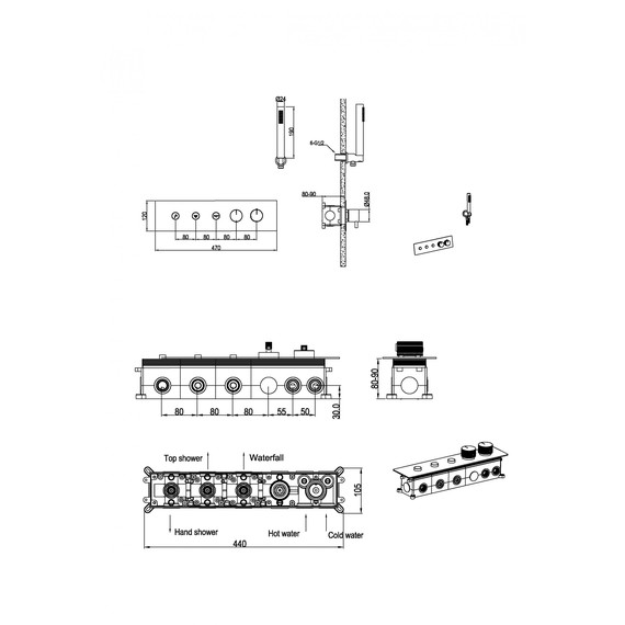 Душевая система для душа с термостатом Boheme Fusion 131-SYS-MW (со скрытой частью) белый - фото 2