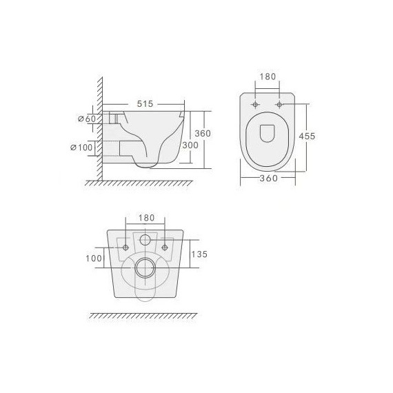 Унитаз подвесной безободковый Boheme FLOW 969-SET-B с тонкой крышкой микролифт (система смыва Торнадо) чёрный - фото 2