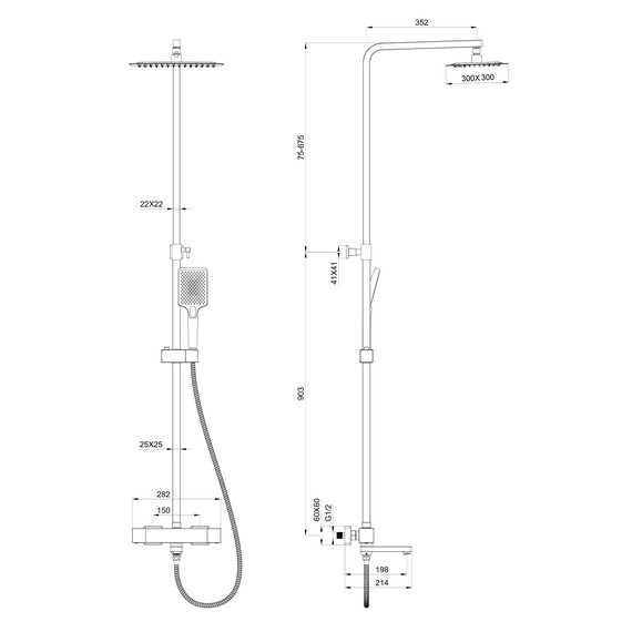 Душевая стойка с термостатом Wonzon & Woghand WW-88739901-BG, золото брашированное - фото 2