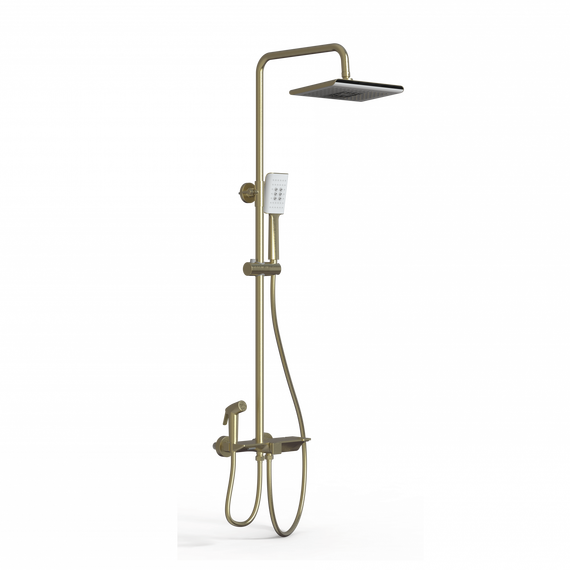 Душевая стойка с термостатом Wonzon & Woghand WW-B3310-BG, золото брашированное - фото 