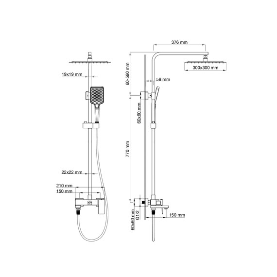 Душевая стойка Wonzon & Woghand Cube 2.0 WW-88047068-BGM, тёмный графит брашированный - фото 7