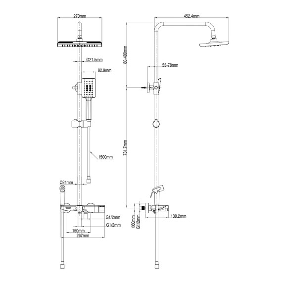Душевая стойка с термостатом Wonzon & Woghand WW-B3310-MW, белый матовый - фото 2