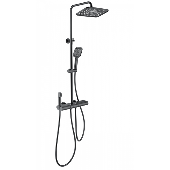 Душевая стойка с термостатом Wonzon & Woghand Muse WW-B4129-MB, чёрный матовый - фото 