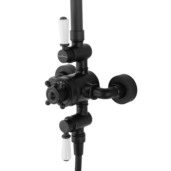 Душевая стойка с термостатом Wonzon & Woghand Retro WW-B3041-MB, чёрный матовый - фото 3