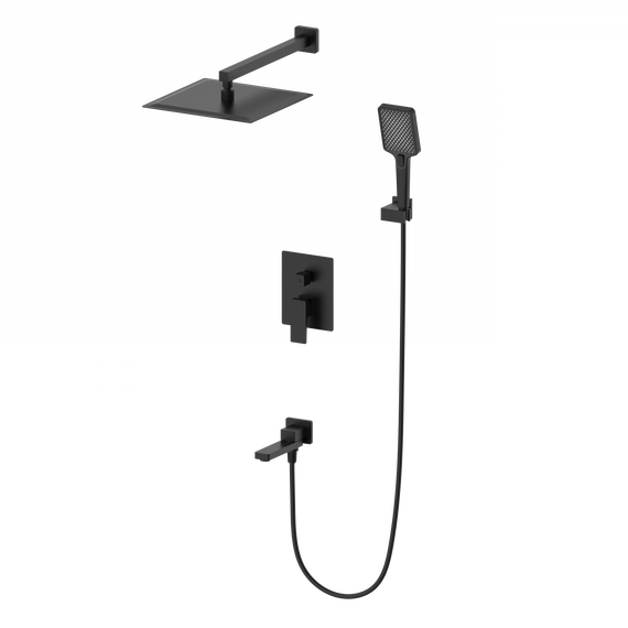 Душевая система для ванны Wonzon & Woghand Cube 2.0 WW-88087068-MB, чёрный матовый - фото 