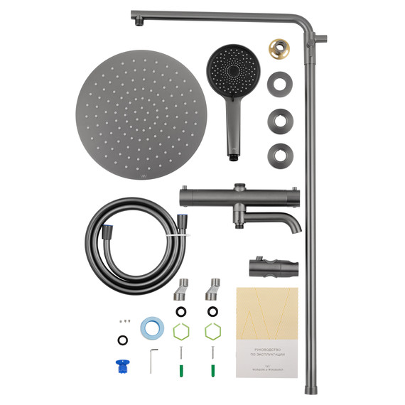 Душевая стойка с термостатом Wonzon & Woghand Stick WW-88739903-BGM, тёмный графит брашированный - фото 7