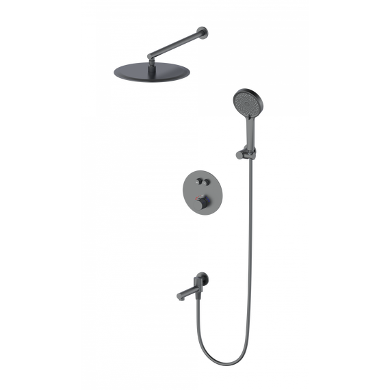 Душевая система для ванны с термостатом Wonzon & Woghand Stick WW-88929010-BGM, тёмный графит брашированный - фото 