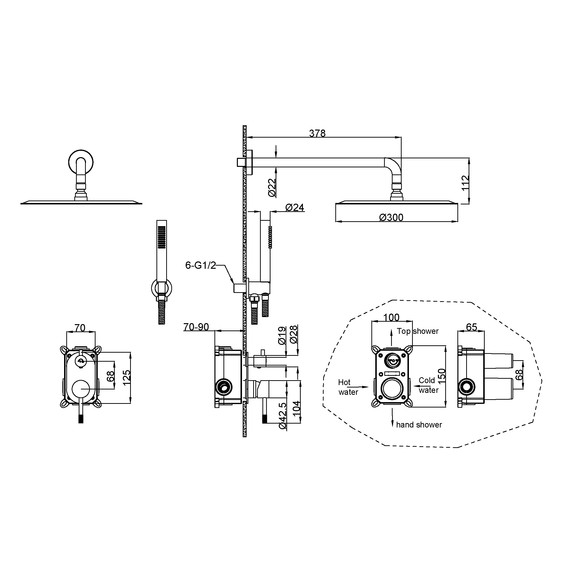 Душевая система для душа Boheme Uno 464-BRB (со скрытой частью) брашированная бронза - фото 2