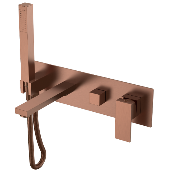 Смеситель для ванны Boheme Qubic 474-2-BRB (со скрытой частью) брашированная бронза - фото 
