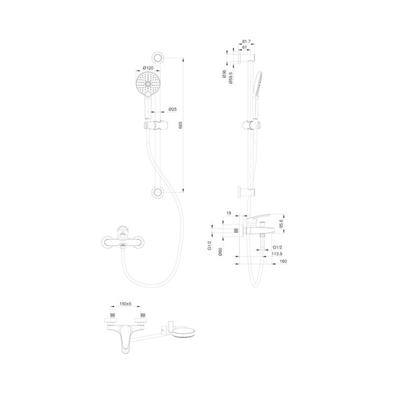 Смесители для ванны Wonzon & Woghand WW-C2501-BG, золото - фото 2