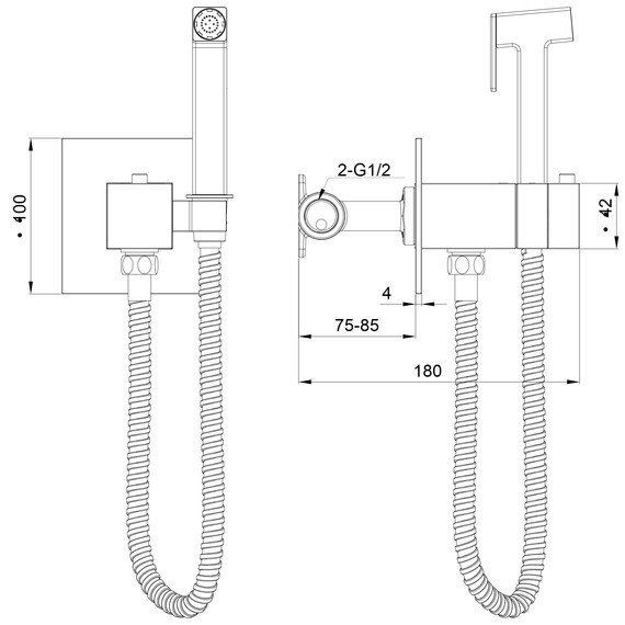 набор для гигиенического душа с термостатом Wonzon & Woghand WW-88829910-MW (со скрытой частью) белый - фото 6