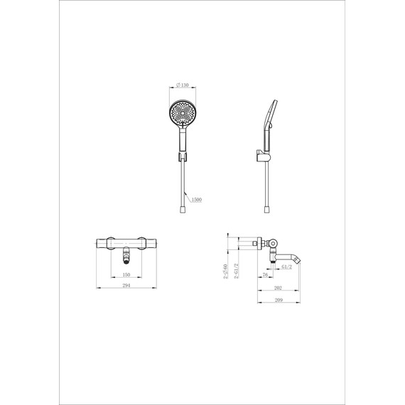 Смесители для ванны с термостатом Wonzon & Woghand Inn WW-B3013-A1-CR - фото 2