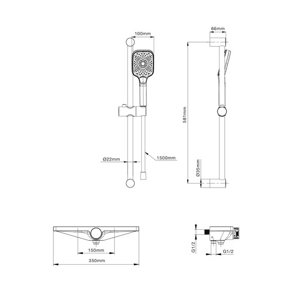 Смесители для ванны Wonzon & Woghand Onix WW-B2551-A-BGG, тёмный графит - фото 2