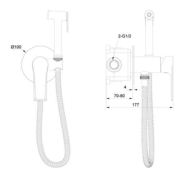 набор для гигиенического душа Wonzon & Woghand Brilliant WW-88829079-CR (со скрытой частью) - фото 5
