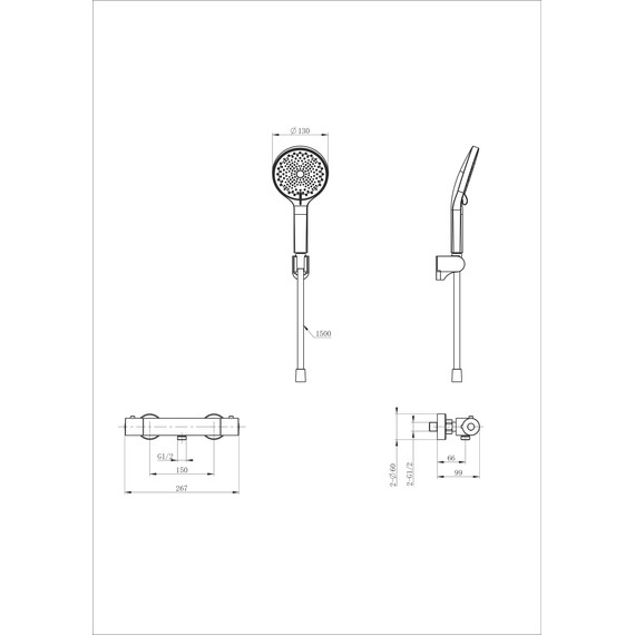 Смесители для душа с термостатом Wonzon & Woghand Inn WW-B2003-A-BGG, тёмный графит - фото 2