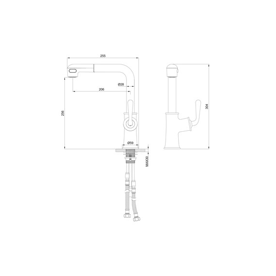 Смесители для кухни Wonzon & Woghand WW-88439008A-MB, чёрный - фото 6