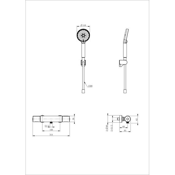Смесители для душа с термостатом Wonzon & Woghand Inn WW-A2006-A-BG, золото - фото 7