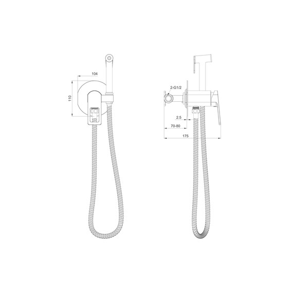 набор для гигиенического душа Wonzon & Woghand Frame WW-88829010-BGM (со скрытой частью) тёмный графит - фото 6