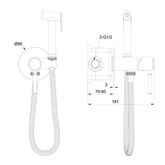 набор для гигиенического душа Wonzon & Woghand Tor WW-88829073-CR (со скрытой частью) - фото 6