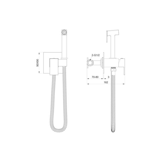 набор для гигиенического душа Wonzon & Woghand WW-88829903-BGM (со скрытой частью) тёмный графит - фото 6