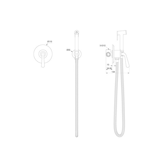 набор для гигиенического душа Wonzon & Woghand Steam WW-88849008-BGM (со скрытой частью) тёмный графит - фото 7