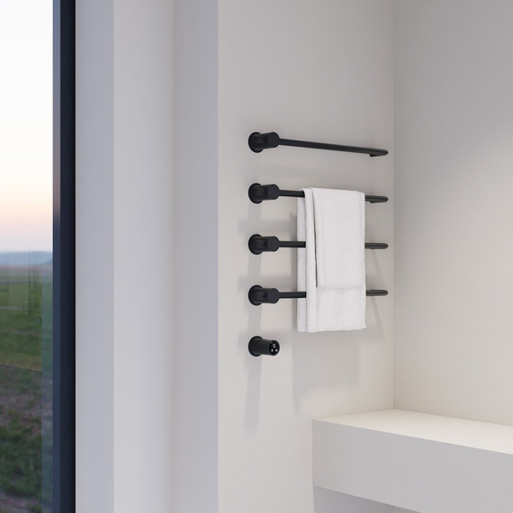 Полотенцесушитель электрический Abber Charme П4 645x520 мм AH4004MB, чёрный матовый - фото 2