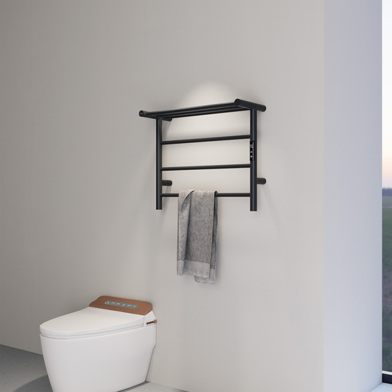 Полотенцесушитель электрический Abber Standard с полкой П6 500х600 мм AH4614MB, чёрный матовый - фото 2