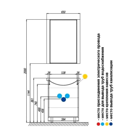 Тумба напольная с раковиной Акватон ФИДЖИ 60 см 1A1796K0FG010, белый - фото 3