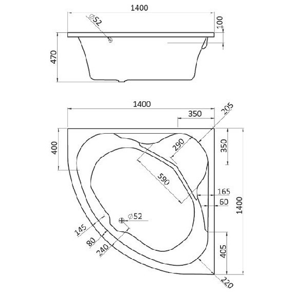 Ванна акриловая Santek Карибы 140x140 см 1.WH11.1.982 - фото 6