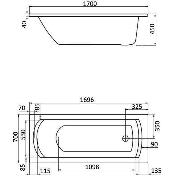 Ванна акриловая Santek Монако 170x70 см 1.WH11.1.979, Размер - мм: 1700х700 - фото 4