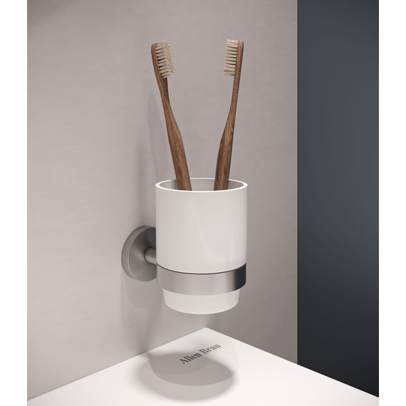 Стакан для зубных щеток Allen Brau Priority 6.31002-BN, цвет белый/никель браш - фото 5