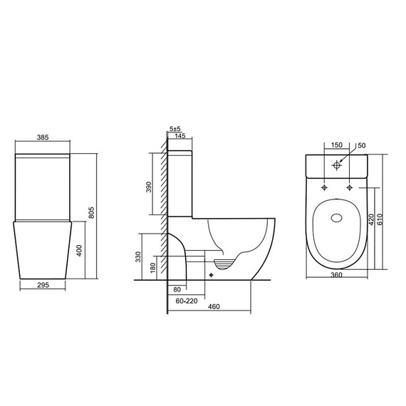 Унитаз-компакт безободковый Azario Cobalt-Black AZ-6089A-MB с быстросъемным сиденьем микролифт (система смыва Торнадо) чёрный матовый - фото 12
