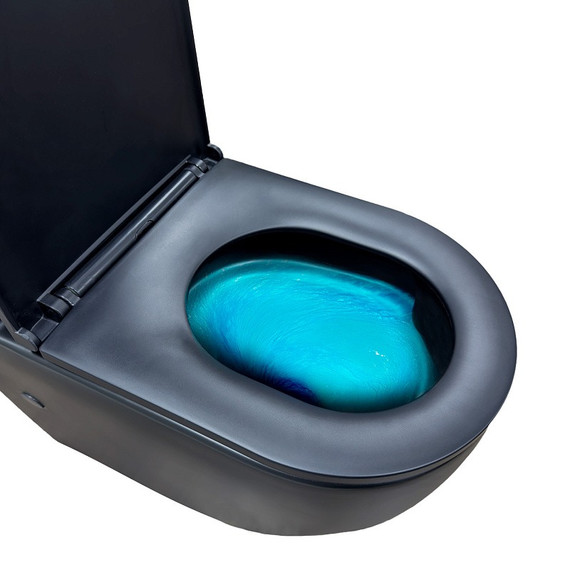 Унитаз-компакт безободковый Azario Cobalt-Black AZ-6089A-MB с быстросъемным сиденьем микролифт (система смыва Торнадо) чёрный матовый - фото 7
