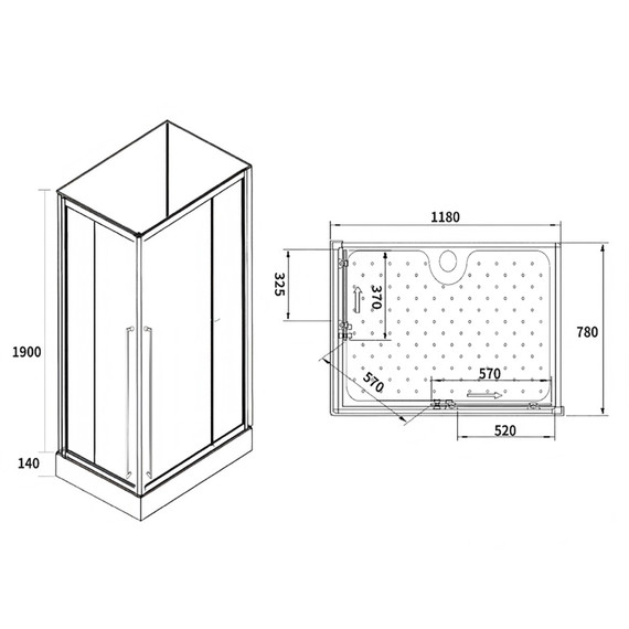 Душевая кабина Loranto 120х80 см CS-3008TM/W-120R, чёрный/прозрачное - фото 3