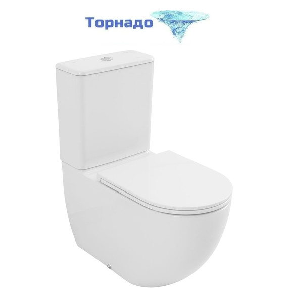 Унитаз-компакт безободковый Allen Brau Priority Tornado 4.31006.20 с тонкой крышкой микролифт (система смыва Торнадо) - фото 