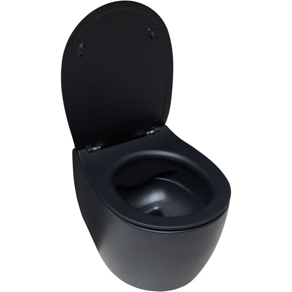 Унитаз подвесной безободковый Allen Brau Fantasy 4.11004.31 с тонкой крышкой микролифт, чёрный матовый - фото 4