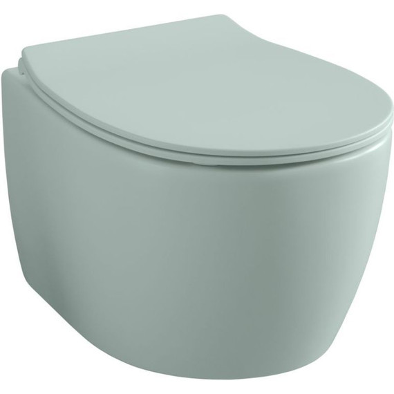 Унитаз подвесной безободковый Allen Brau Fantasy 4.11004.MT с тонкой крышкой микролифт, мятный - фото 