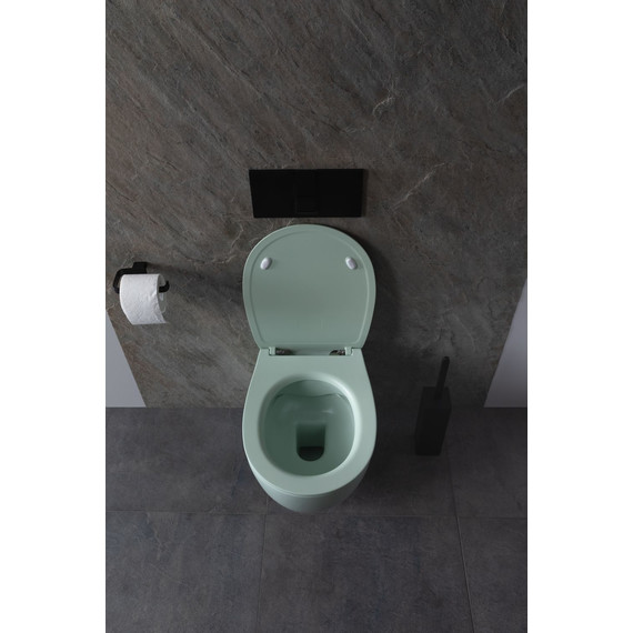 Унитаз подвесной безободковый Allen Brau Fantasy 4.11004.MT с тонкой крышкой микролифт, мятный - фото 22